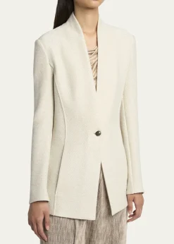 Giorgio ArmaniSingle-Breasted Tweed Blazer Jacket