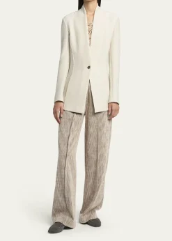 Giorgio ArmaniSingle-Breasted Tweed Blazer Jacket