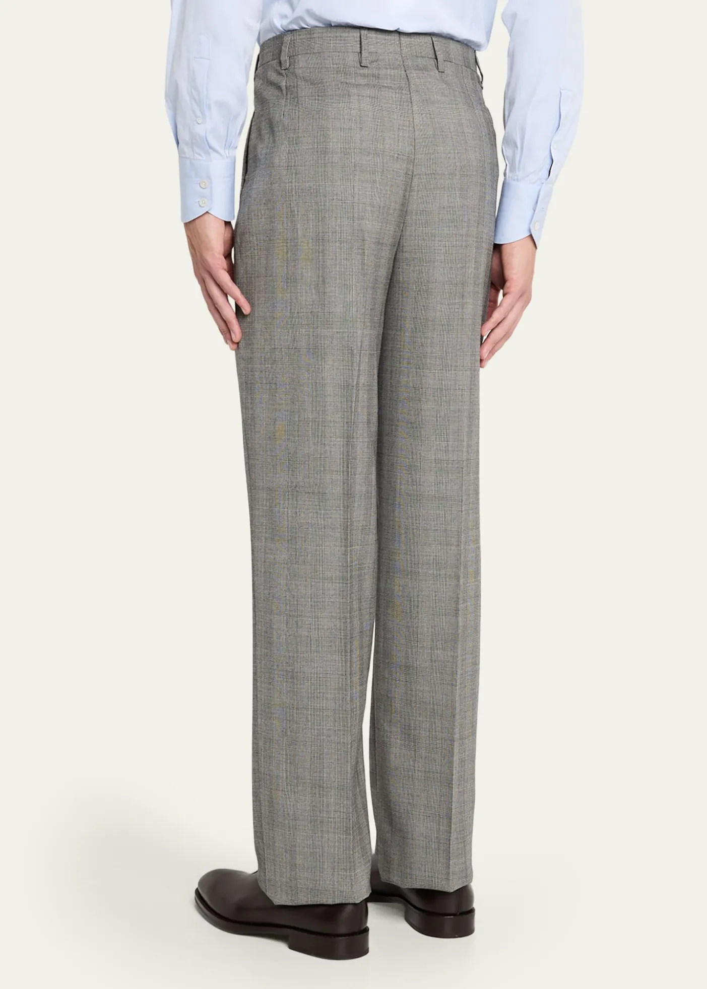 Giuliva HeritageMen's Glen Plaid Straight Wool Trousers