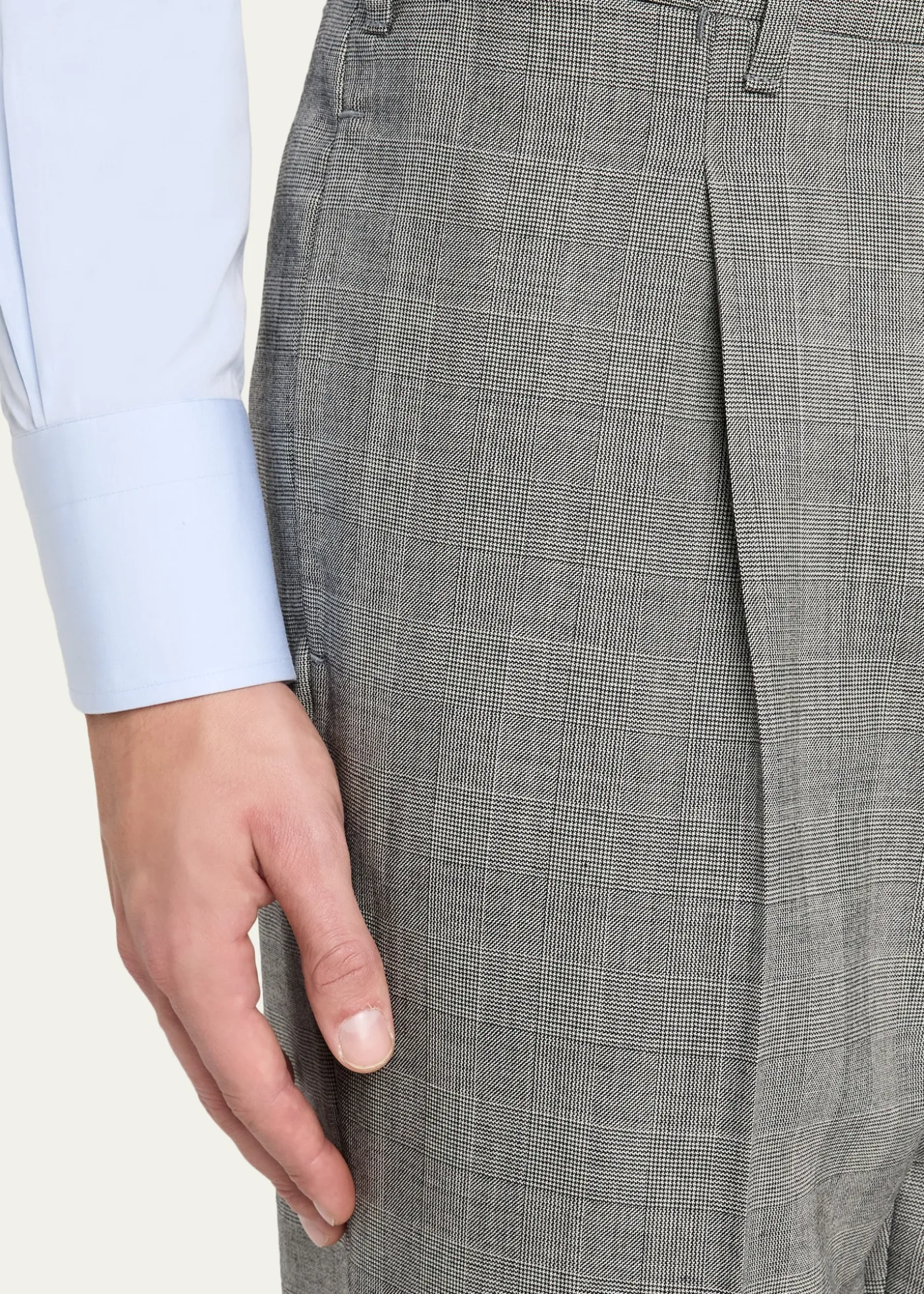 Giuliva HeritageMen's Glen Plaid Straight Wool Trousers