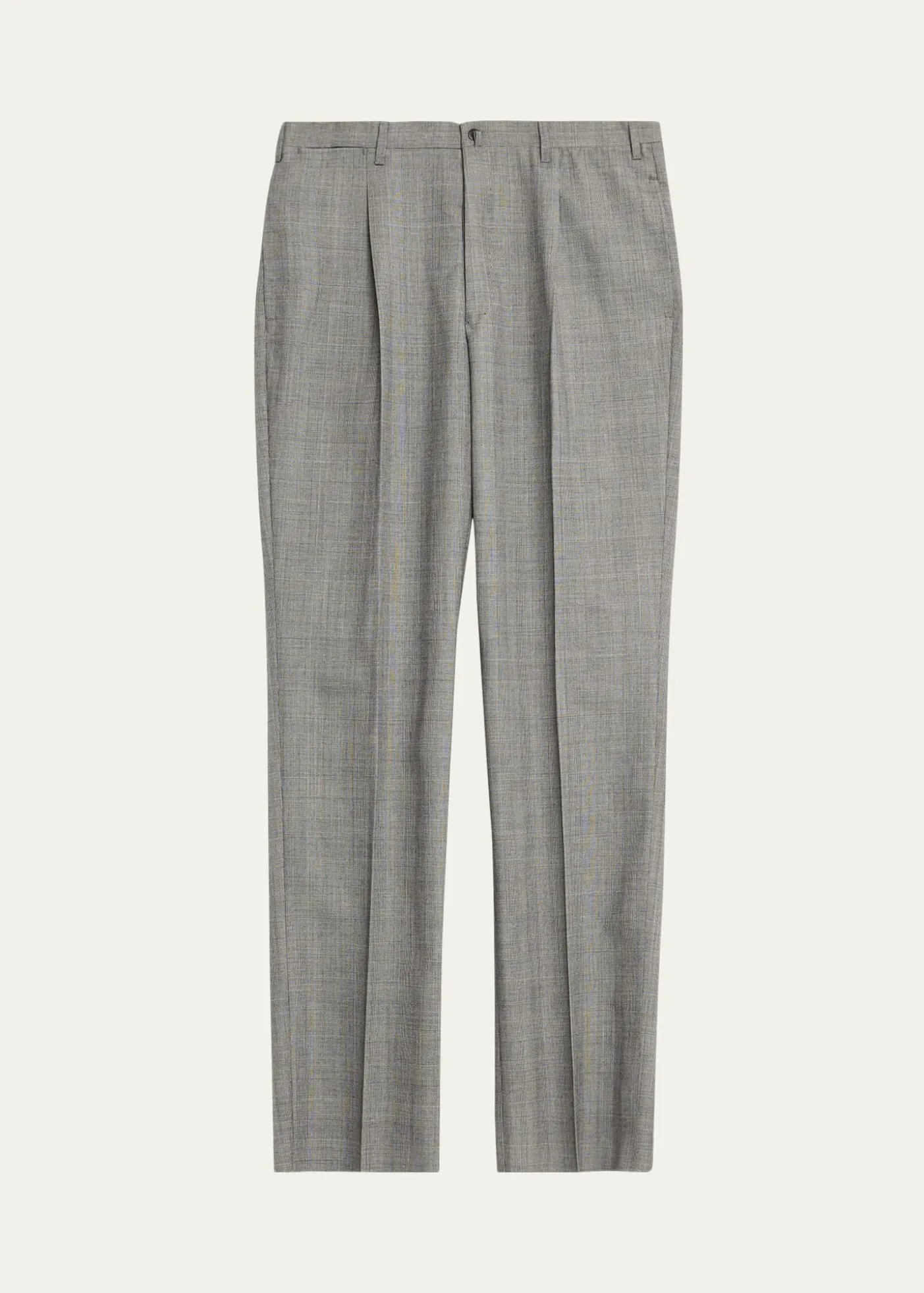 Giuliva HeritageMen's Glen Plaid Straight Wool Trousers