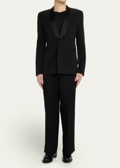 GivenchyMen's Double-Pleat Grain de Poudre Wool Pants