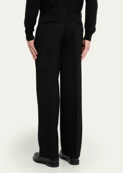 GivenchyMen's Double-Pleat Grain de Poudre Wool Pants