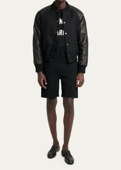 GivenchyMen's Mixed Material Wool and Leather Bomber Jacket
