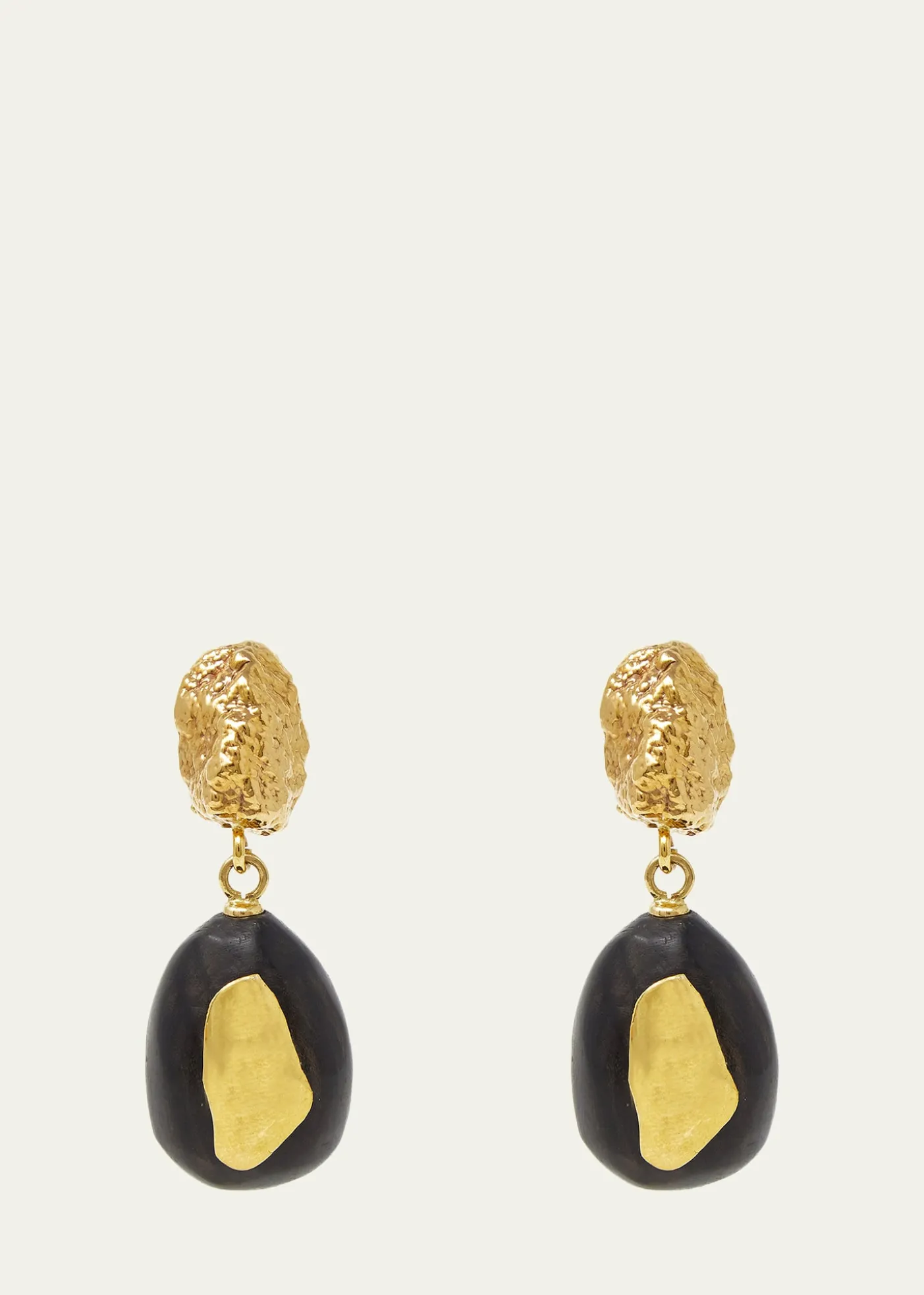 Grazia And Marica VozzaEbony Wood and Gold Nugget Earrings