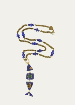 Grazia And Marica VozzaLapis, Malachite and Tiger's Eye Fish Pendant Necklace