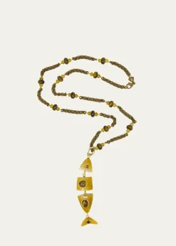 Grazia And Marica VozzaYellow Chalcedony and Tiger's Eye Fish Pendant Necklace