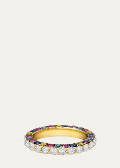 Graziela GemsRainbow Gem and Diamond 3-Sided Band Ring