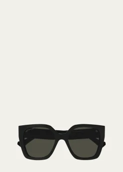 GucciColor-Block GG Injection Plastic Cat-Eye Sunglasses
