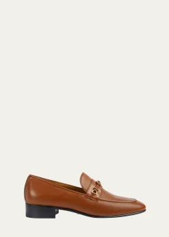GucciEd Leather Medallion Strap Loafers