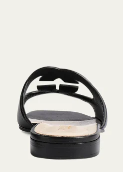 GucciLeather Logo Cutout Flat Sandals