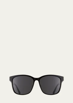 GucciMen's Square Acetate Sunglasses with Signature Web