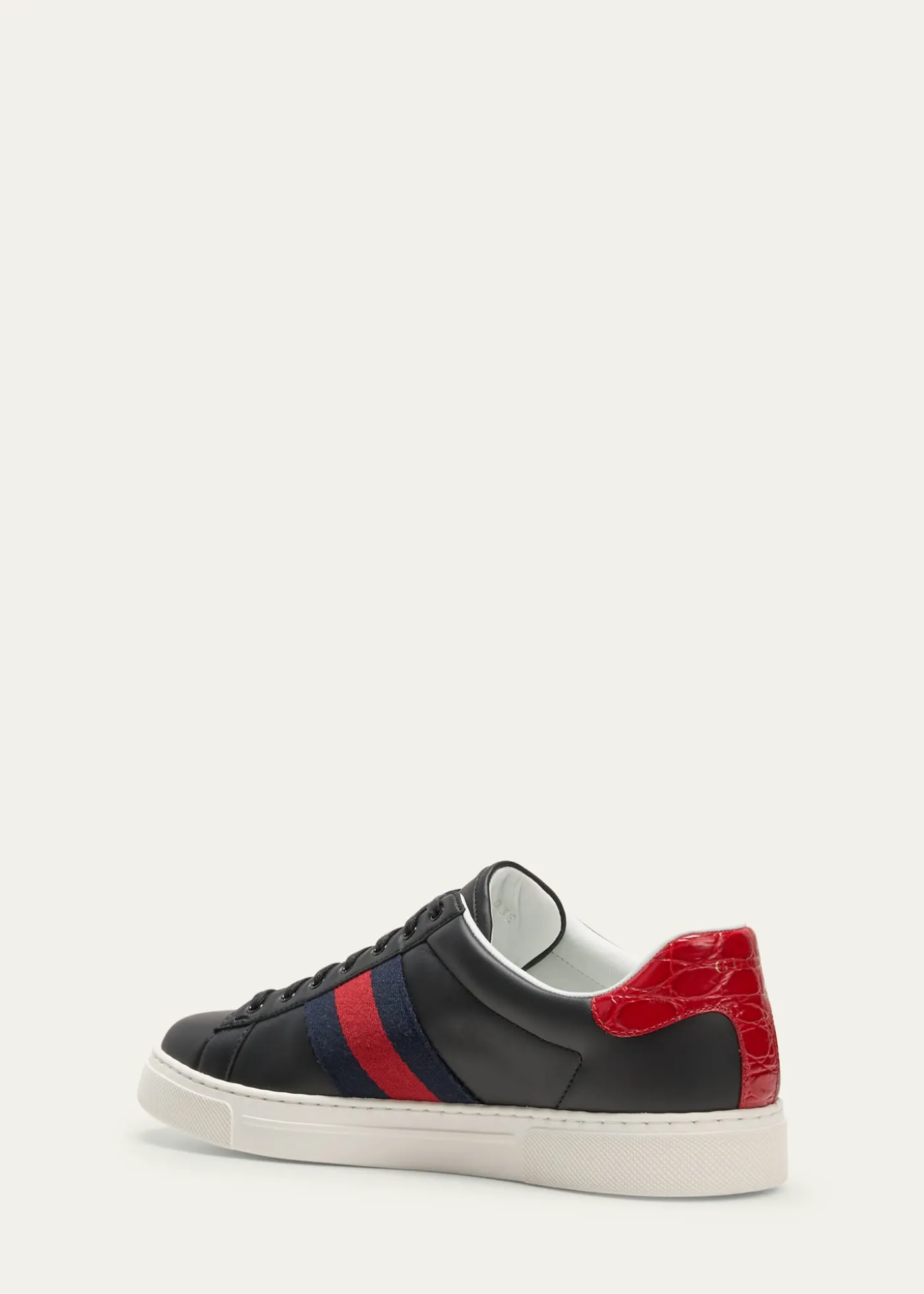 GucciMen's Ace Leather Web Low-Top Sneakers