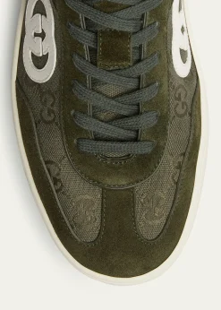GucciMen's G75 Canvas and Suede T-Toe Low-Top Sneakers