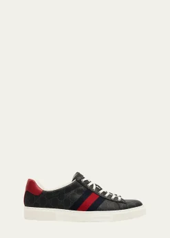 GucciMen's Gucci Ace Low-Top Sneakers with Web