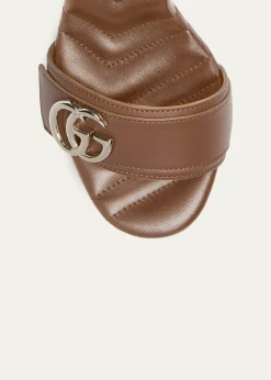 Gucci95mm GG Marmont Leather Platform Sandals