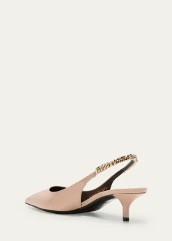 GucciSignoria Patent Logo Chain Kitten Pumps