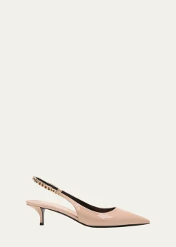 GucciSignoria Patent Logo Chain Kitten Pumps