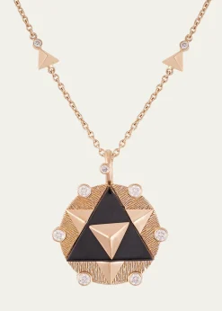 Gyan JaipurAravali Yantra Diamond and Black Onyx Pendant Necklace