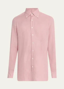 100HandsMen's Limited Edition Rosewood Linen Sport Shirt