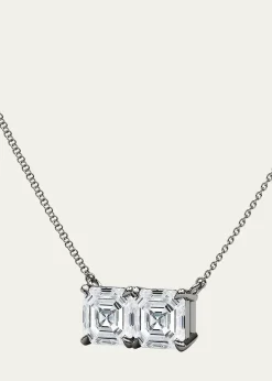 HauteCarat18K Asscher Lab Grown Diamond Twin Necklace