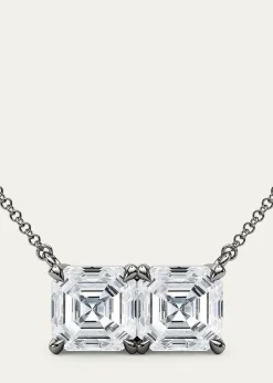 HauteCarat18K Asscher Lab Grown Diamond Twin Necklace