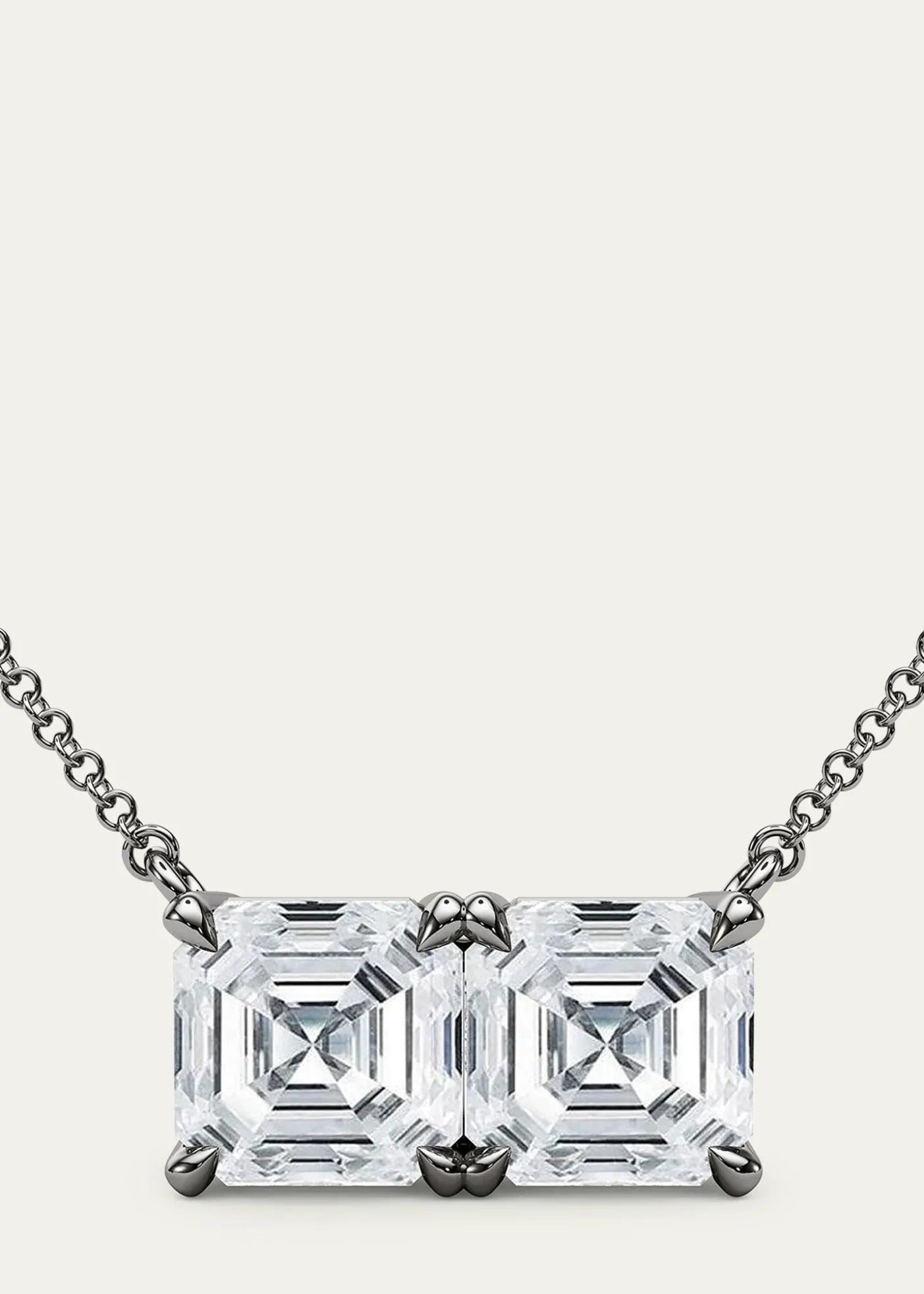HauteCarat18K Asscher Lab Grown Diamond Twin Necklace