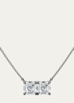 HauteCarat18K Asscher Lab Grown Diamond Twin Necklace