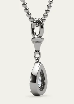 HauteCarat18K Ball and Chain Pear Shape Lab Grown Diamond Pendant Necklace, 2.0tcw