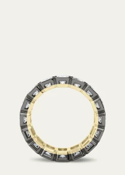 HauteCarat18K Emerald Cut Bezel Lab Grown Diamond Eternity Band, 6.6tcw
