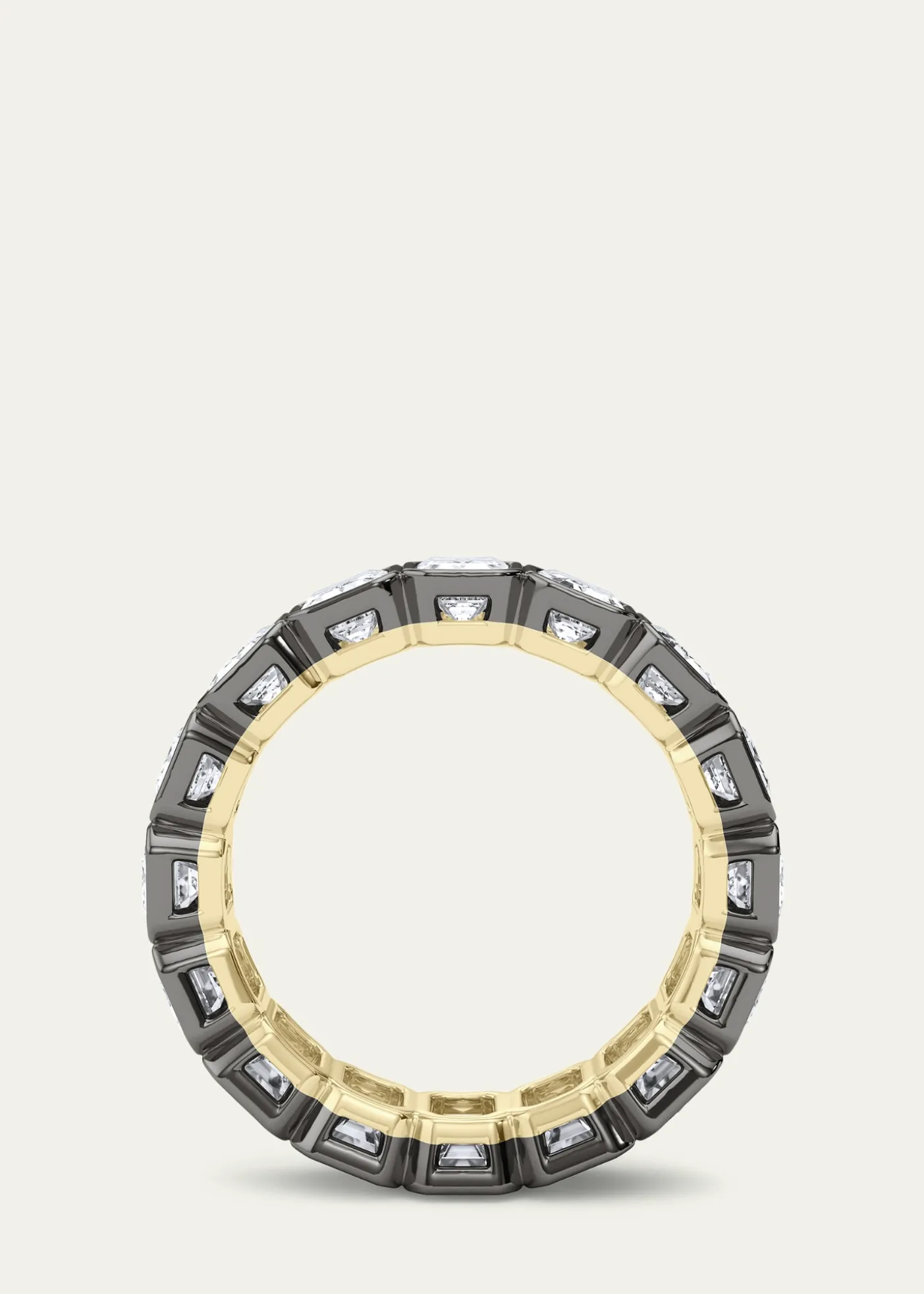 HauteCarat18K Emerald Cut Bezel Lab Grown Diamond Eternity Band, 6.6tcw