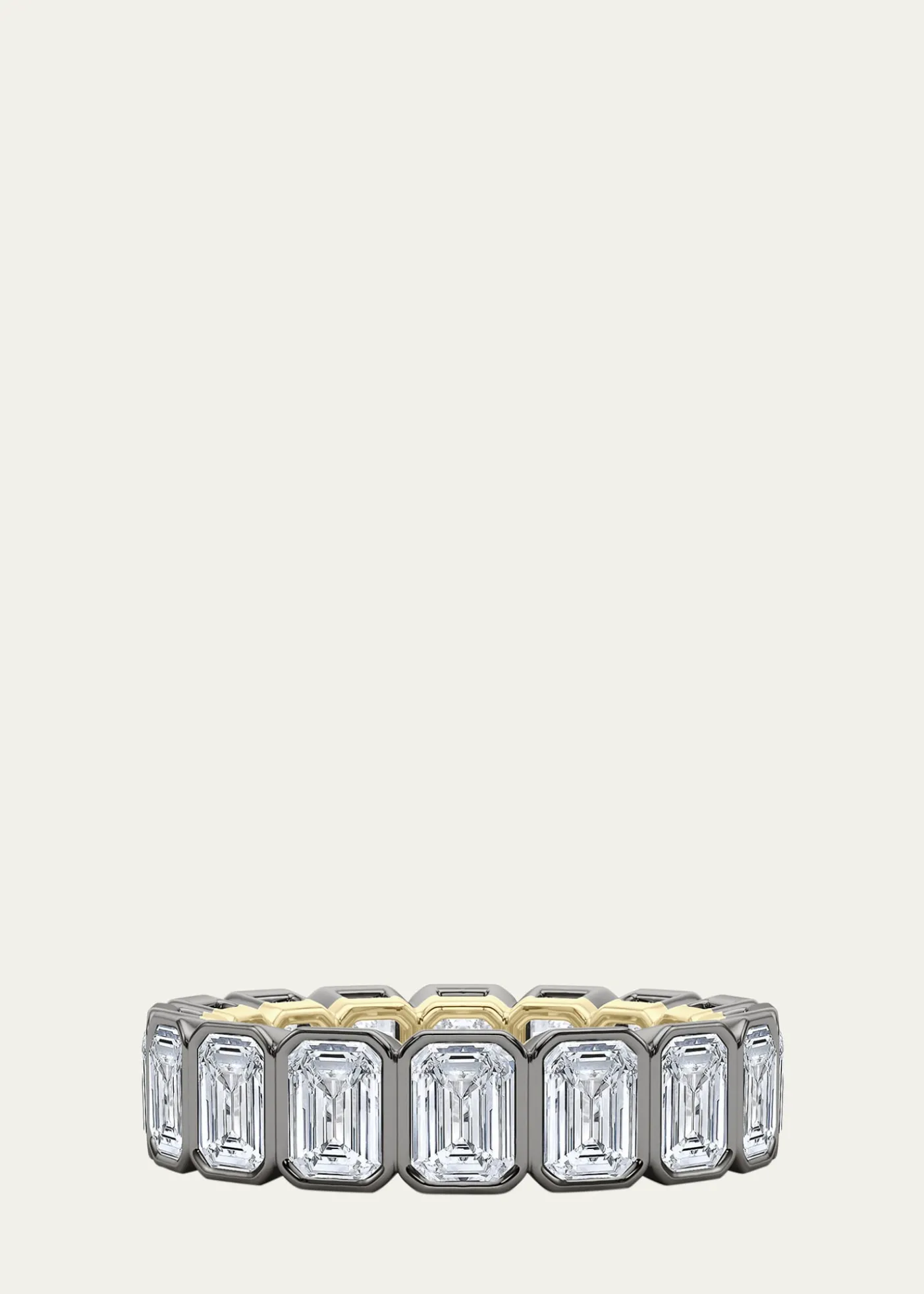 HauteCarat18K Emerald Cut Bezel Lab Grown Diamond Eternity Band, 6.6tcw