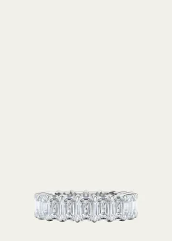 HauteCarat18K Emerald Cut Lab Grown Diamond Eternity Band, 9.0tcw