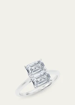 HauteCarat18K Emerald Lab Grown Diamond East-West Twin Ring