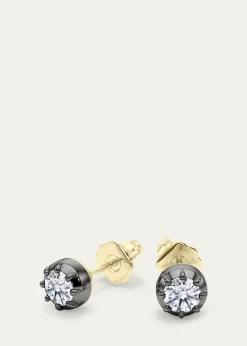 HauteCarat18K Georgian Cut Lab Grown Diamond Stud Earrings, 4.0tcw