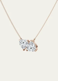 HauteCarat18K Heart Shape Lab Grown Diamond Twin Necklace