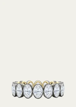 HauteCarat18K Oval Cut Bezel Lab Grown Diamond Eternity Band, 7.5tcw