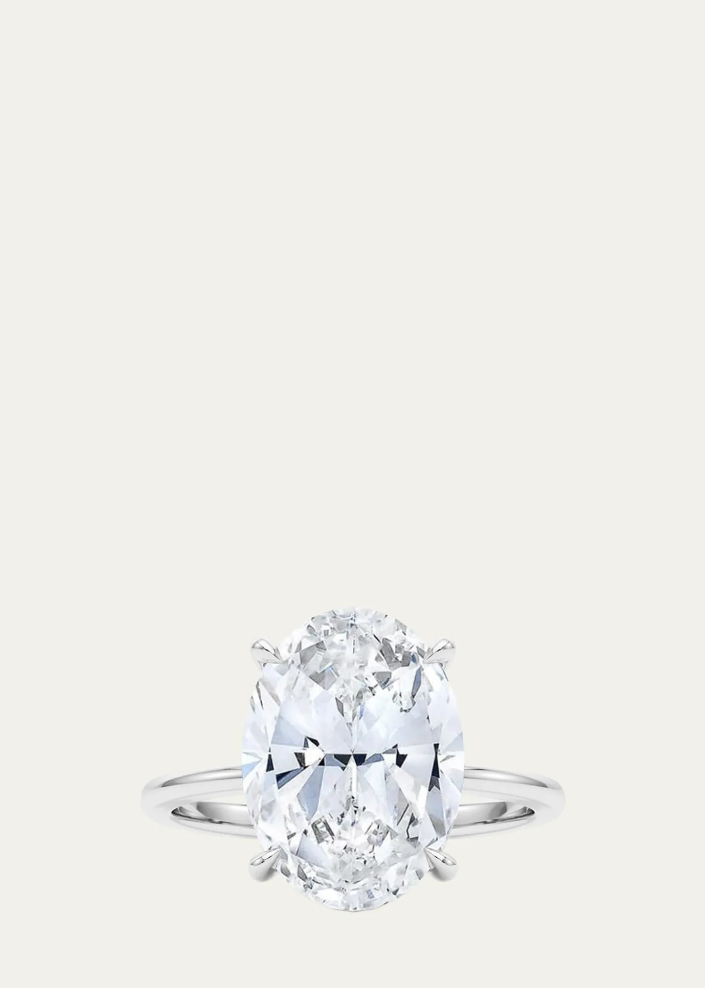 HauteCarat18K Oval Cut Hidden Halo Platinum Lab Grown Diamond Ring, 3.0tcw