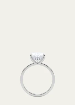HauteCarat18K Oval Cut Hidden Halo Platinum Lab Grown Diamond Ring, 3.0tcw