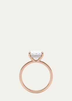 HauteCarat18K Oval Cut Hidden Halo Lab Grown Diamond Ring, 2.0tcw
