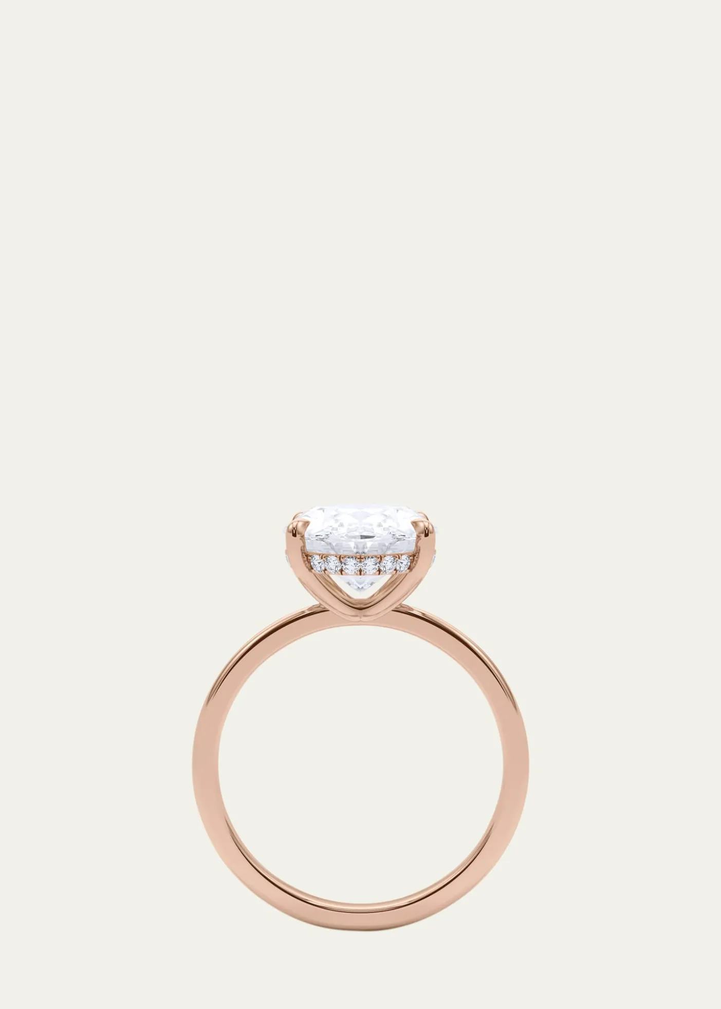 HauteCarat18K Oval Cut Hidden Halo Lab Grown Diamond Ring, 2.0tcw