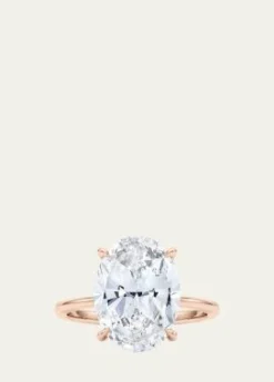 HauteCarat18K Oval Cut Hidden Halo Lab Grown Diamond Ring, 2.0tcw