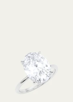 HauteCarat18K Oval Cut Hidden Halo Platinum Lab Grown Diamond Ring, 2.0tcw