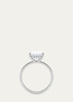 HauteCarat18K Oval Cut Hidden Halo Platinum Lab Grown Diamond Ring, 2.0tcw