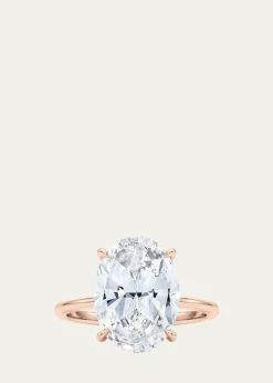 HauteCarat18K Oval Cut Hidden Halo Lab Grown Diamond Ring, 3.0tcw