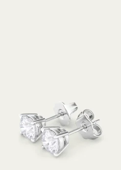 HauteCarat18K Round Brilliant Lab Grown Diamond Stud Earrings, 4.0tcw
