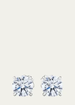 HauteCarat18K Round Brilliant Lab Grown Diamond Stud Earrings, 2.0tcw