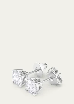 HauteCarat18K Round Brilliant Lab Grown Diamond Stud Earrings, 2.0tcw
