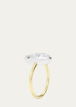 HauteCaratTwo Tone 18K Tilted Pear Lab Grown Diamond Ring, 2.0tcw