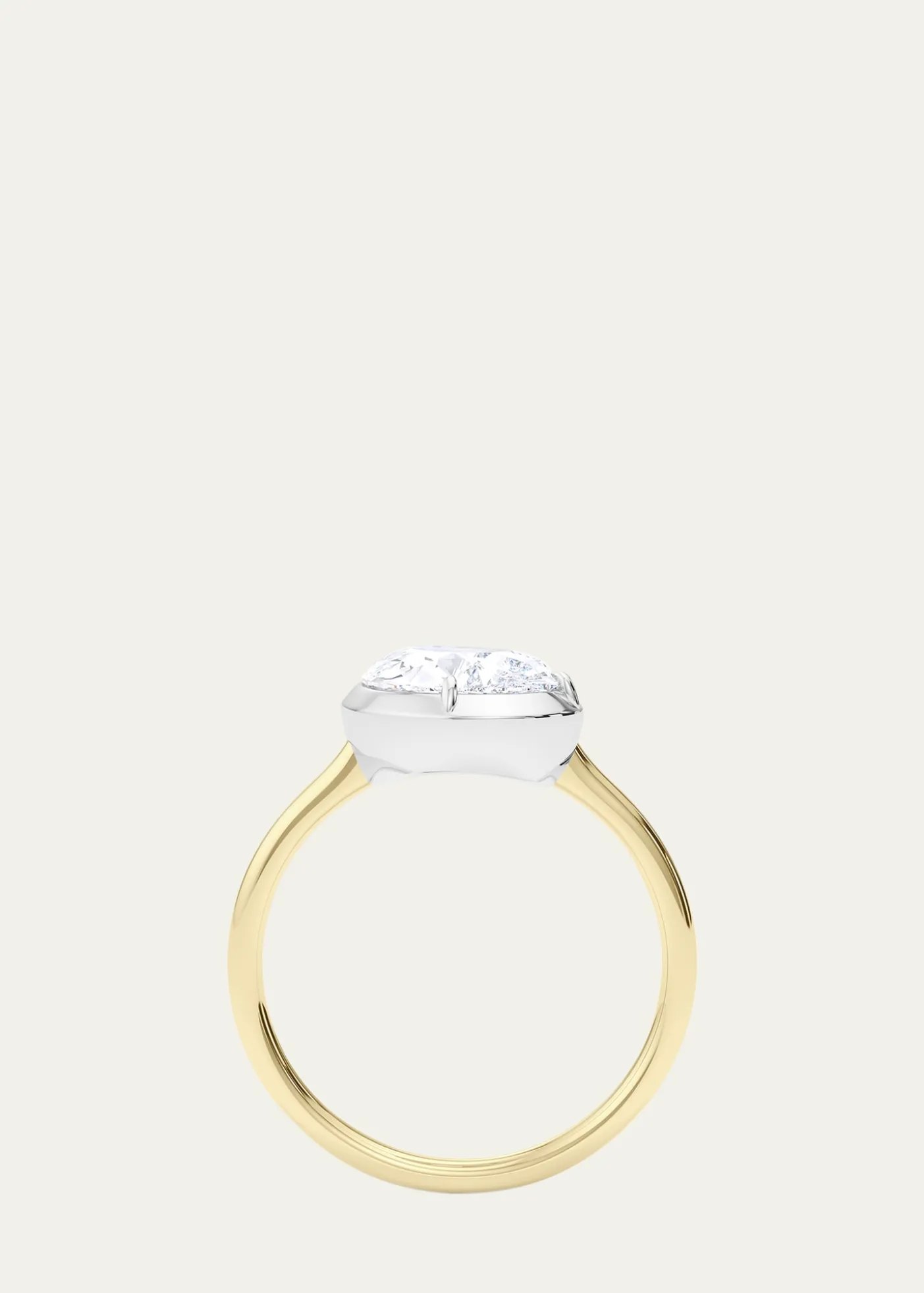 HauteCaratTwo Tone 18K Tilted Pear Lab Grown Diamond Ring, 2.0tcw